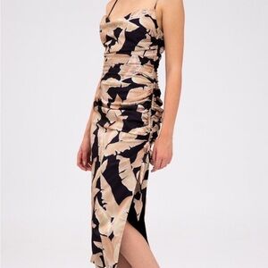 NWOT keepsake black and gold midi dress Size 4